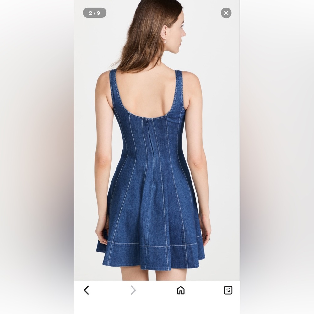 STAUD Mini Wells Dark Blue Denim Sleeveless A-Line Dress - Picture 7 of 16